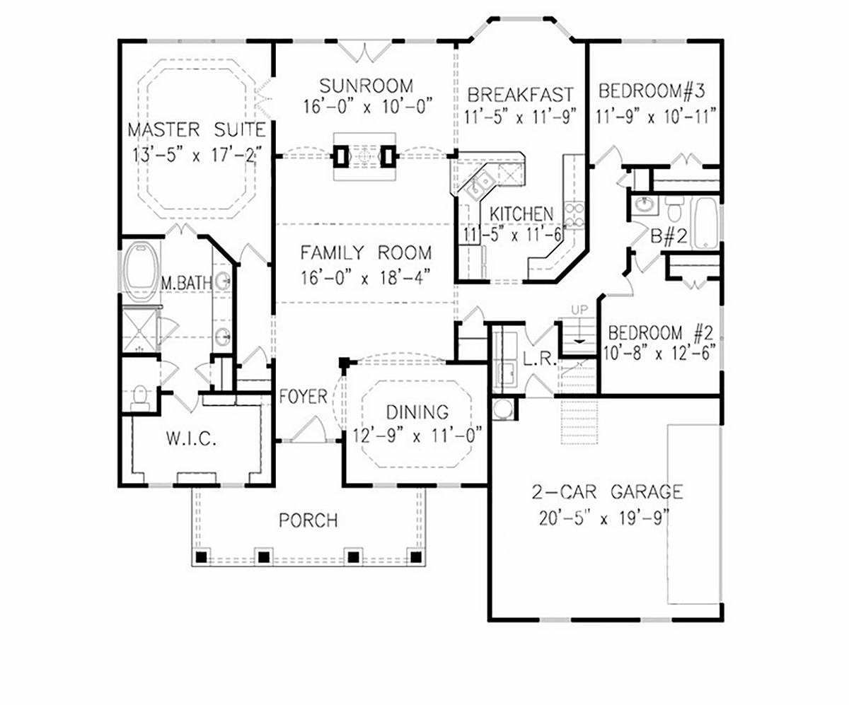 Cottage Ranch Traditional Level One of Plan 97662