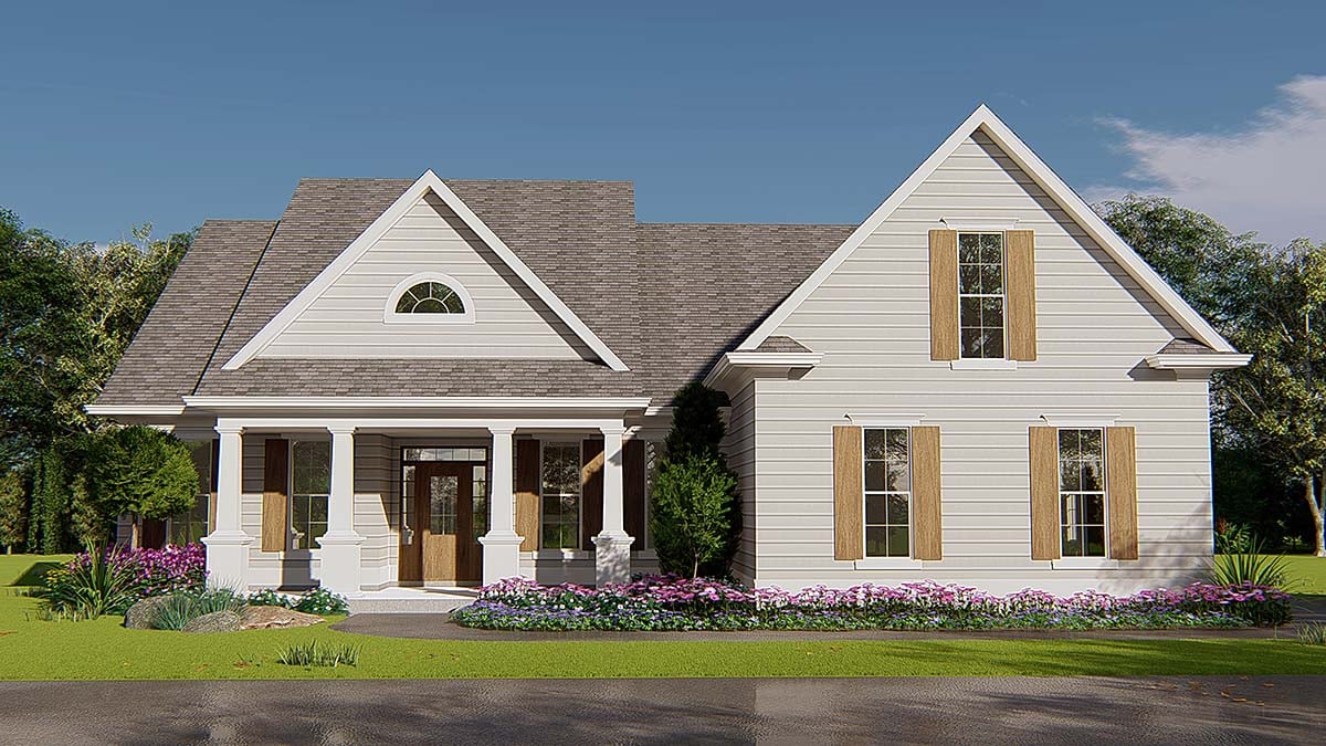 Cottage, Ranch, Traditional Plan with 2237 Sq. Ft., 3 Bedrooms, 2 Bathrooms, 2 Car Garage Elevation