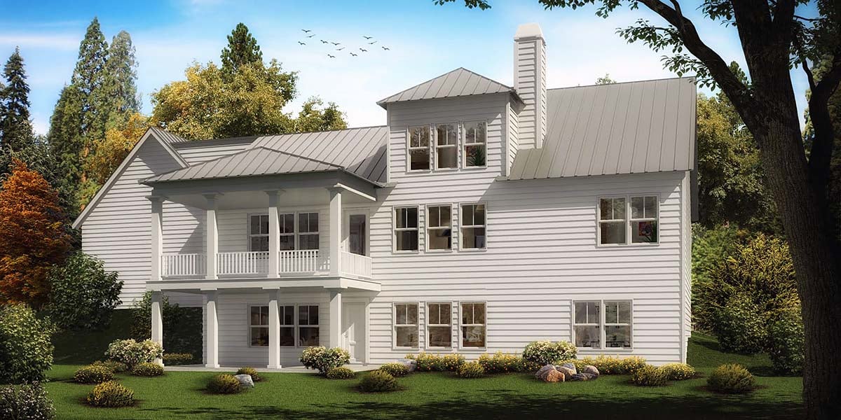 Country Farmhouse New American Style Southern Rear Elevation of Plan 97663