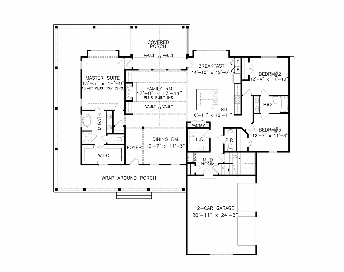 Country Farmhouse Southern Level One of Plan 97667
