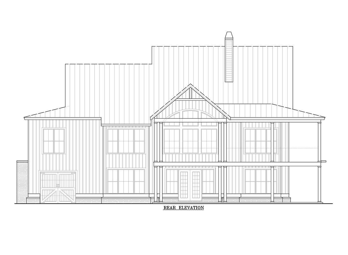 Country Farmhouse Southern Rear Elevation of Plan 97667
