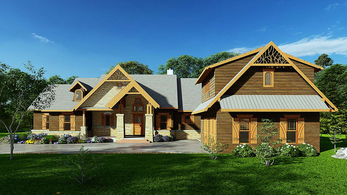 Craftsman, One-Story, Tuscan Plan with 2940 Sq. Ft., 4 Bedrooms, 4 Bathrooms, 2 Car Garage Elevation