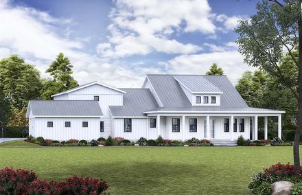 Contemporary Country Farmhouse Southern Elevation of Plan 97669