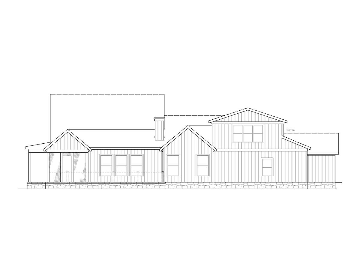 Contemporary Country Farmhouse Southern Rear Elevation of Plan 97669