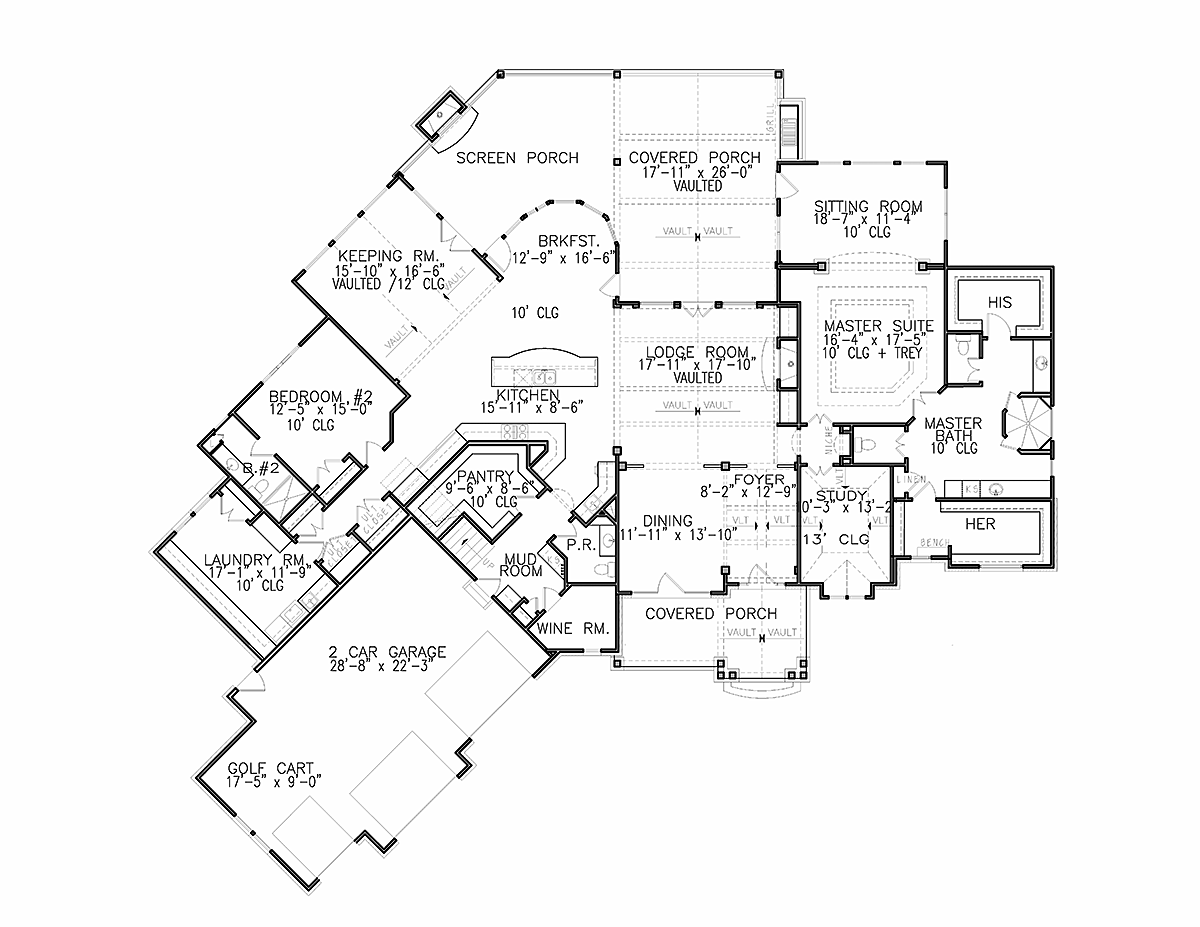 Cottage Craftsman New American Style Level One of Plan 97673