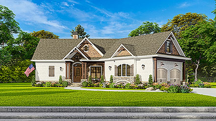 Craftsman New American Style One-Story Ranch Elevation of Plan 97675