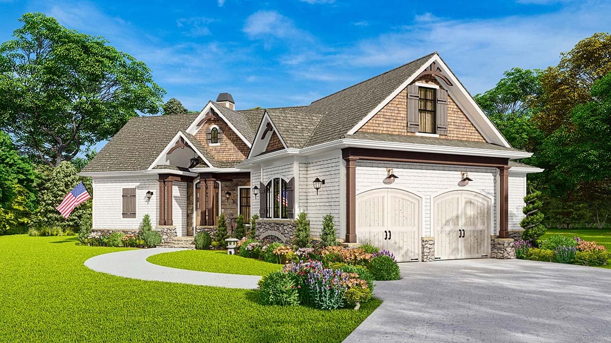 Craftsman, New American Style, One-Story, Ranch Plan with 1561 Sq. Ft., 3 Bedrooms, 2 Bathrooms, 2 Car Garage Picture 2