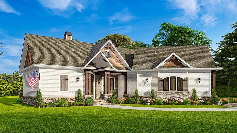 Craftsman, New American Style, One-Story, Ranch Plan with 1561 Sq. Ft., 3 Bedrooms, 2 Bathrooms, 2 Car Garage Picture 4