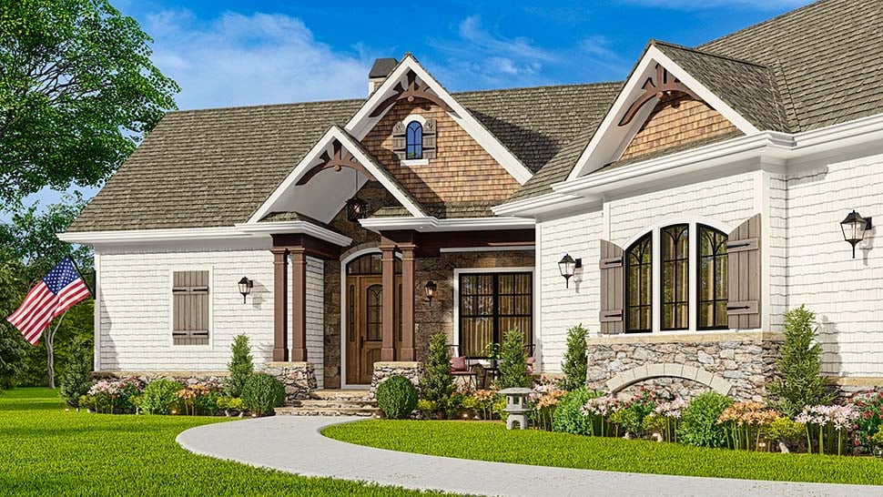 Craftsman, New American Style, One-Story, Ranch Plan with 1561 Sq. Ft., 3 Bedrooms, 2 Bathrooms, 2 Car Garage Picture 5