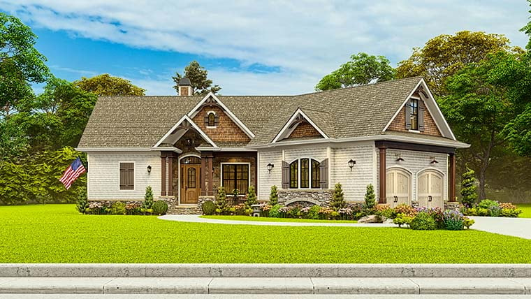 Craftsman, New American Style, One-Story, Ranch Plan with 1561 Sq. Ft., 3 Bedrooms, 2 Bathrooms, 2 Car Garage Picture 6