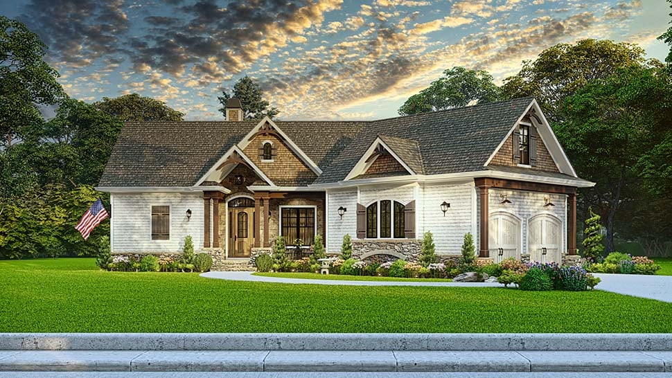 Craftsman, New American Style, One-Story, Ranch Plan with 1561 Sq. Ft., 3 Bedrooms, 2 Bathrooms, 2 Car Garage Picture 7