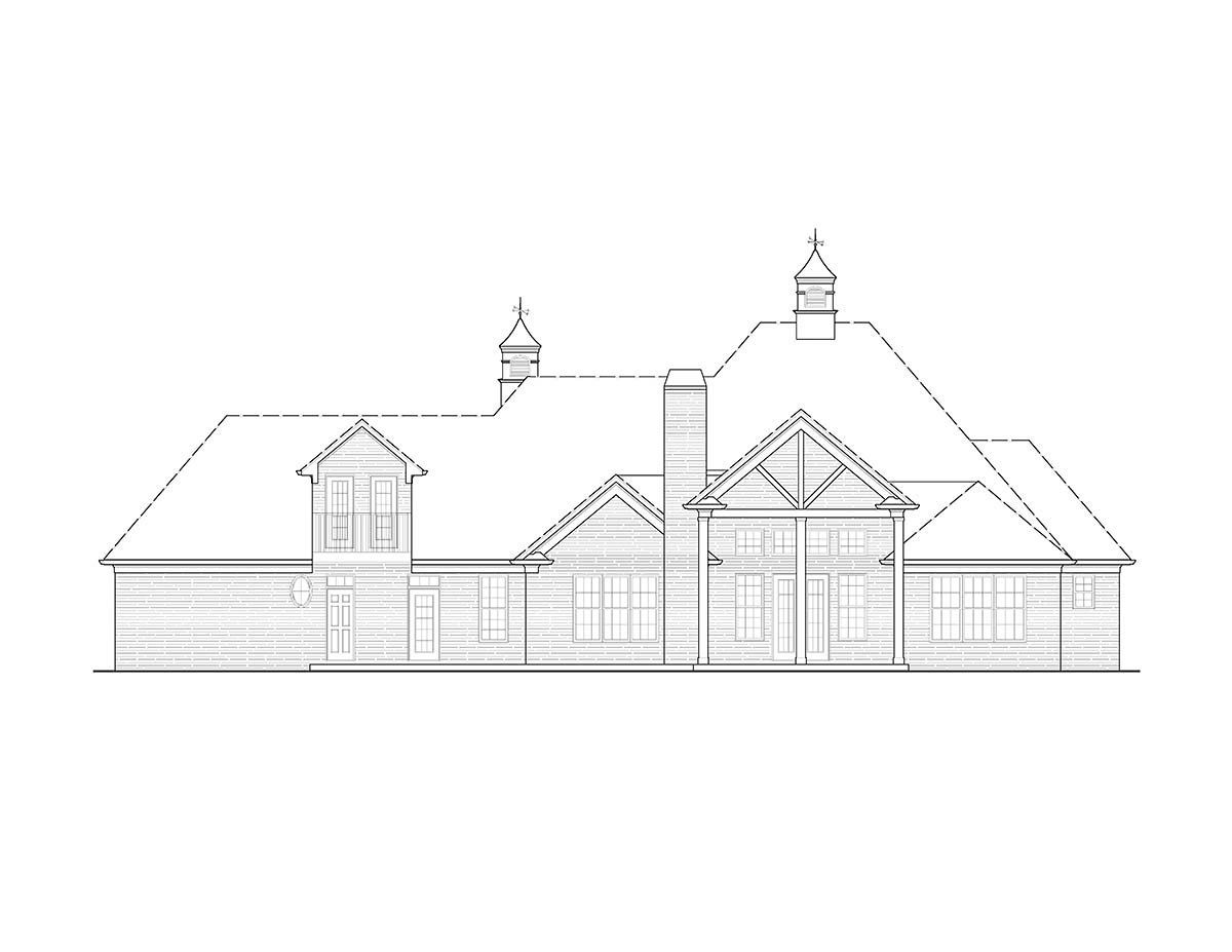 Traditional Tudor Rear Elevation of Plan 97681