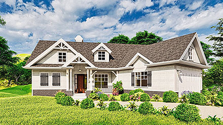 Cottage Craftsman New American Style One-Story Elevation of Plan 97683