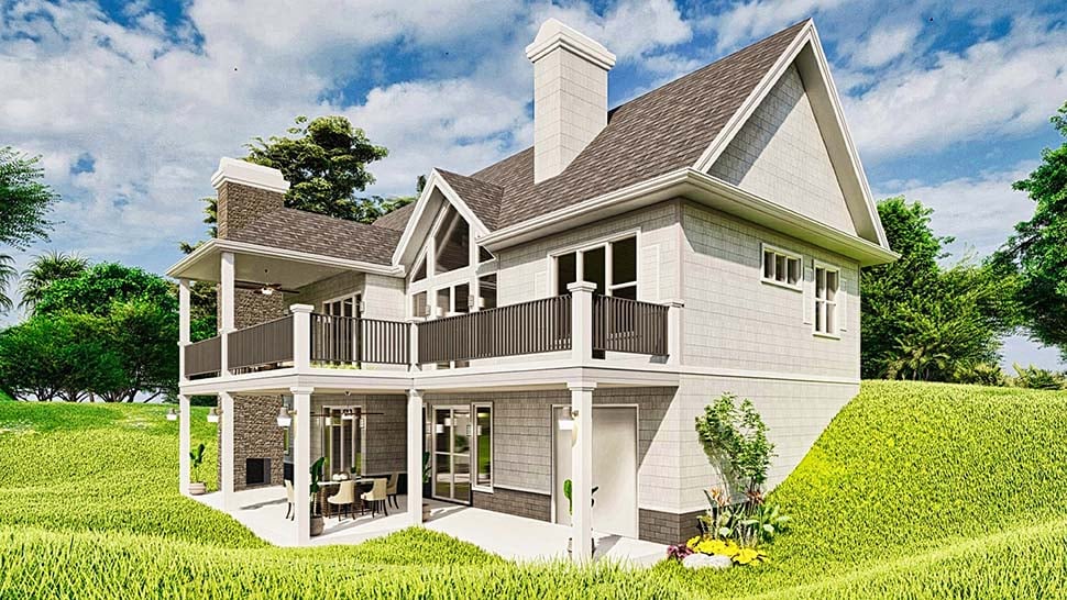 Cottage, Craftsman, New American Style, One-Story Plan with 1459 Sq. Ft., 3 Bedrooms, 2 Bathrooms, 2 Car Garage Picture 4