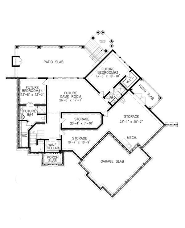 Cottage Craftsman One-Story Lower Level of Plan 97684