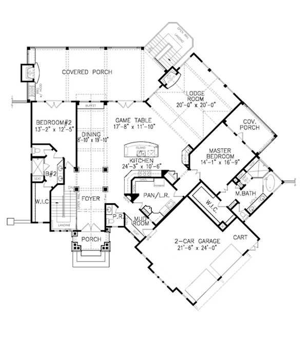 Cottage Craftsman One-Story Level One of Plan 97684