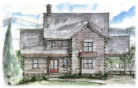 Country Craftsman Farmhouse Southern Elevation of Plan 97686