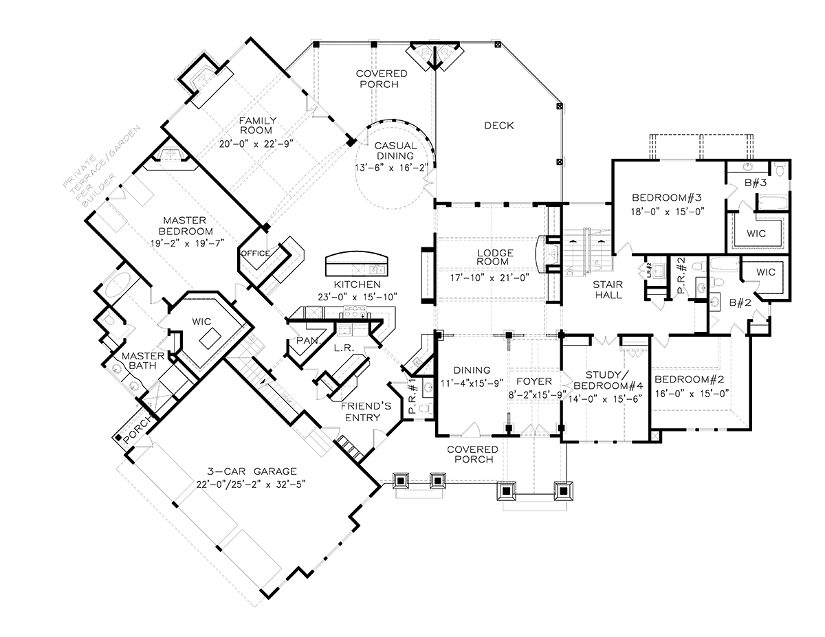 Craftsman New American Style One-Story Ranch Level One of Plan 97689