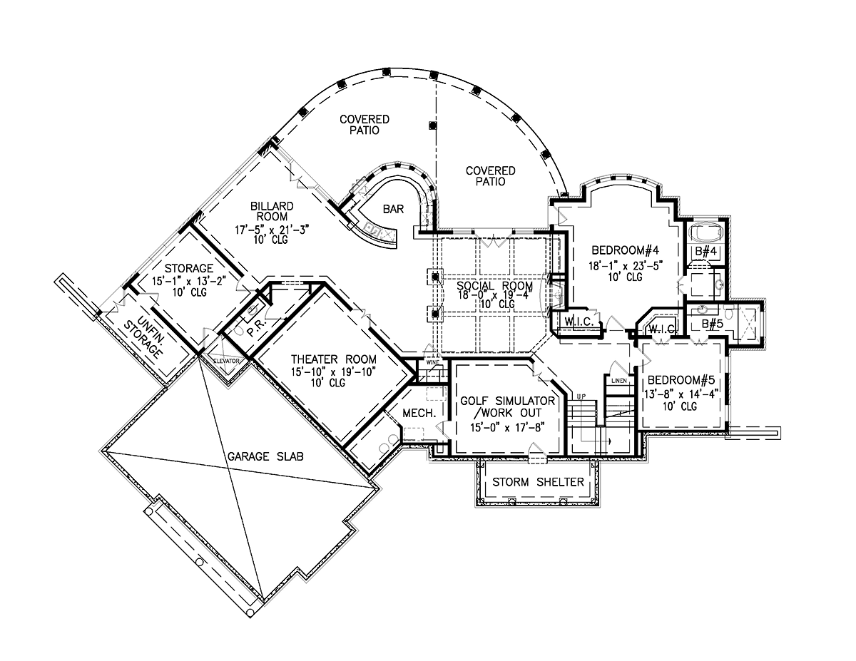 Ranch Traditional Lower Level of Plan 97692