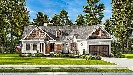 Country Farmhouse New American Style One-Story Southern Elevation of Plan 97693