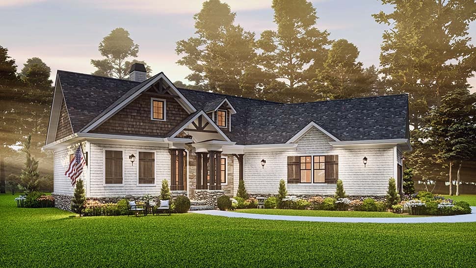 Country, Farmhouse, New American Style, One-Story, Southern Plan with 1338 Sq. Ft., 3 Bedrooms, 2 Bathrooms, 2 Car Garage Picture 8