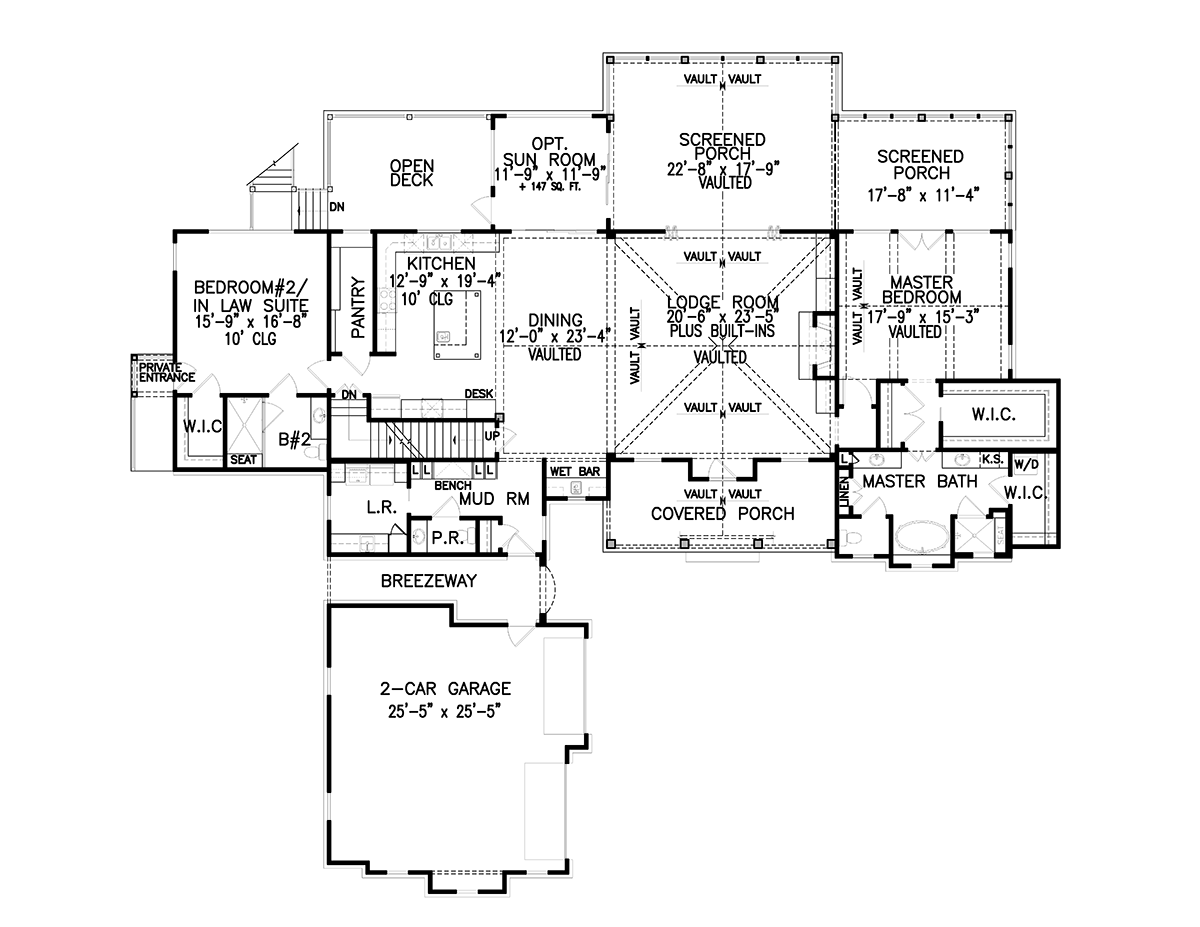 Farmhouse Ranch Southern Level One of Plan 97695