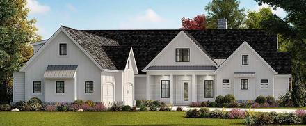 Farmhouse Ranch Southern Elevation of Plan 97695