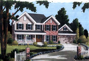 Country Plan with 1866 Sq. Ft., 4 Bedrooms, 3 Bathrooms, 2 Car Garage Elevation