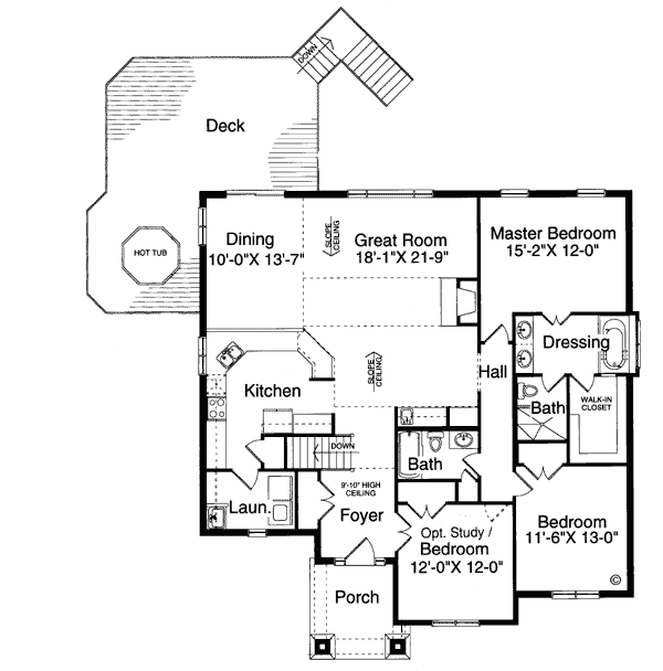 Bungalow European One-Story Level One of Plan 97706