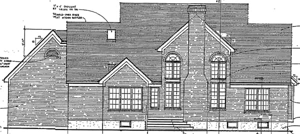 Cape Cod Country Rear Elevation of Plan 97709