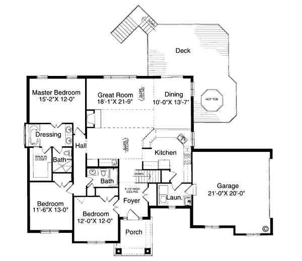 Bungalow European One-Story Level One of Plan 97719