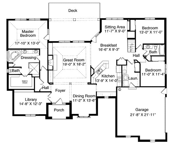 Bungalow European One-Story Level One of Plan 97720
