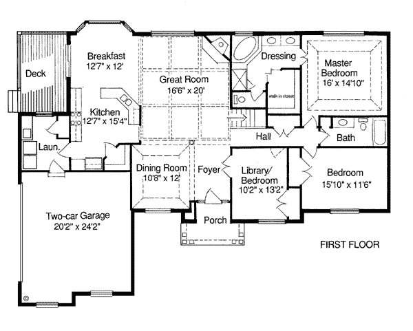 Colonial One-Story Ranch Level One of Plan 97723