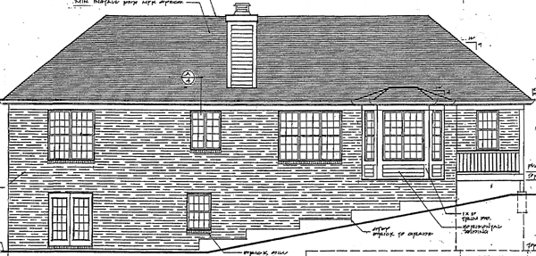 Colonial One-Story Ranch Rear Elevation of Plan 97723