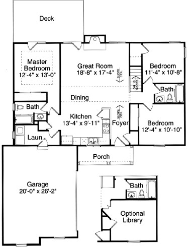 Bungalow One-Story Ranch Level One of Plan 97731