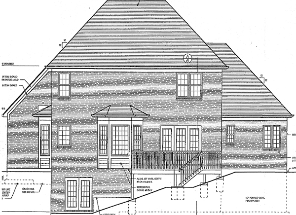 Colonial European Rear Elevation of Plan 97735