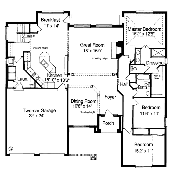 One-Story Traditional Level One of Plan 97737