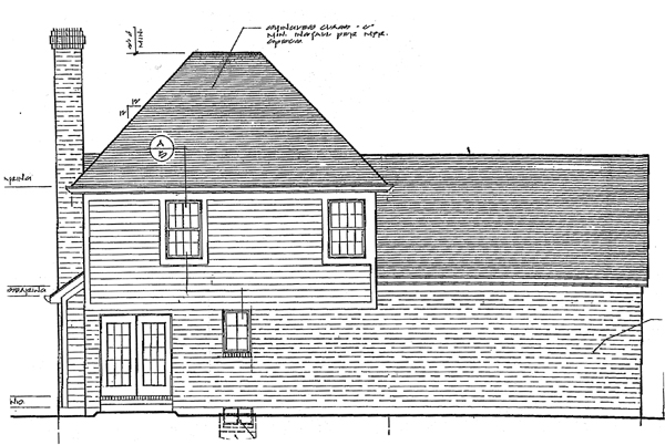 Country Farmhouse Traditional Rear Elevation of Plan 97738