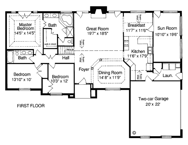 One-Story Ranch Level One of Plan 97741