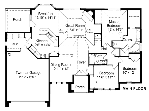 Bungalow One-Story Level One of Plan 97743
