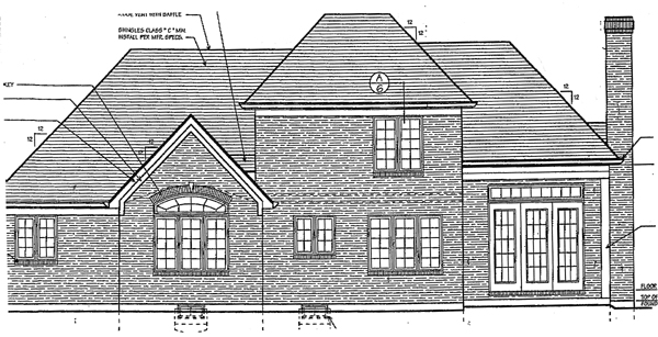 Traditional Rear Elevation of Plan 97745