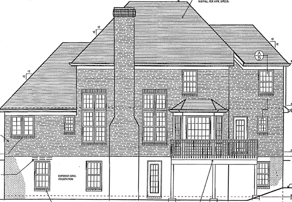 European Tudor Rear Elevation of Plan 97748