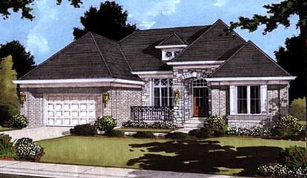 European One-Story Elevation of Plan 97750