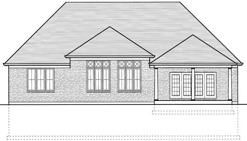 European One-Story Rear Elevation of Plan 97750