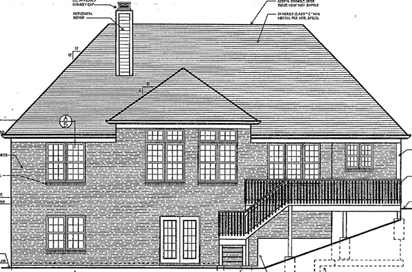 Traditional Rear Elevation of Plan 97752