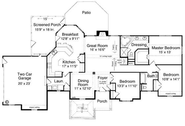 One-Story Ranch Level One of Plan 97755