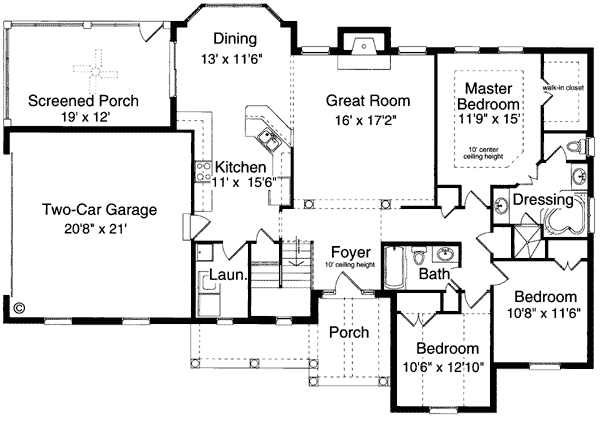 One-Story Traditional Level One of Plan 97759