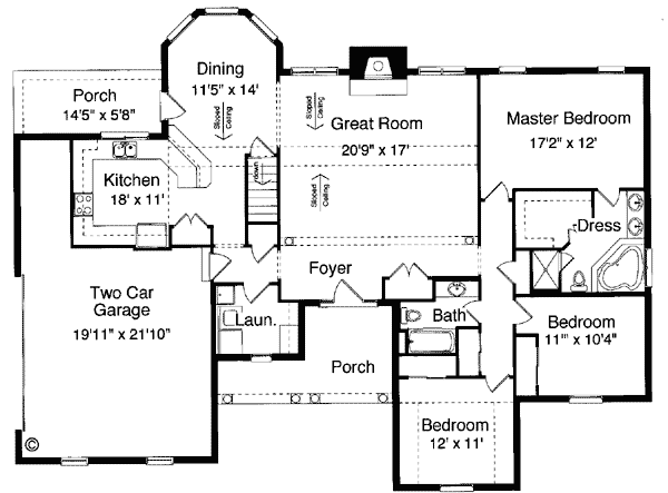 One-Story Traditional Level One of Plan 97764