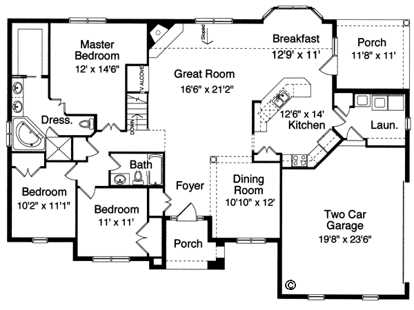 One-Story Traditional Level One of Plan 97797