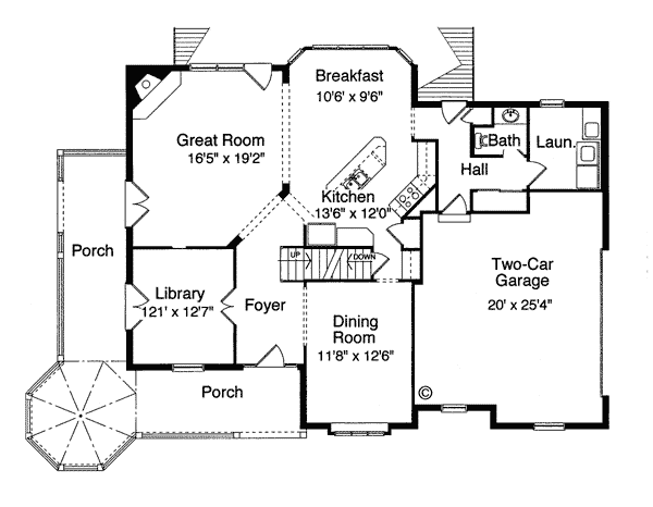 Country Farmhouse Level One of Plan 97799